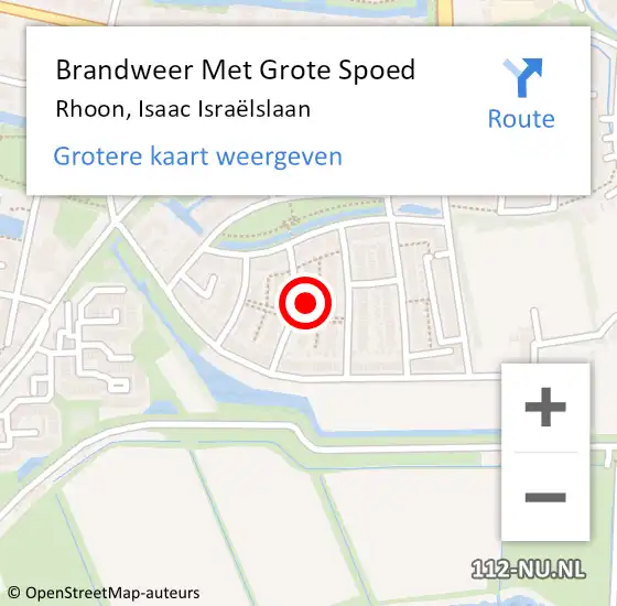 Locatie op kaart van de 112 melding: Brandweer Met Grote Spoed Naar Rhoon, Isaac Israëlslaan op 10 september 2023 10:14