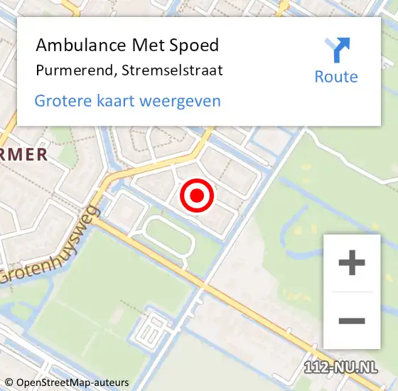 Locatie op kaart van de 112 melding: Ambulance Met Spoed Naar Purmerend, Stremselstraat op 10 september 2023 11:01