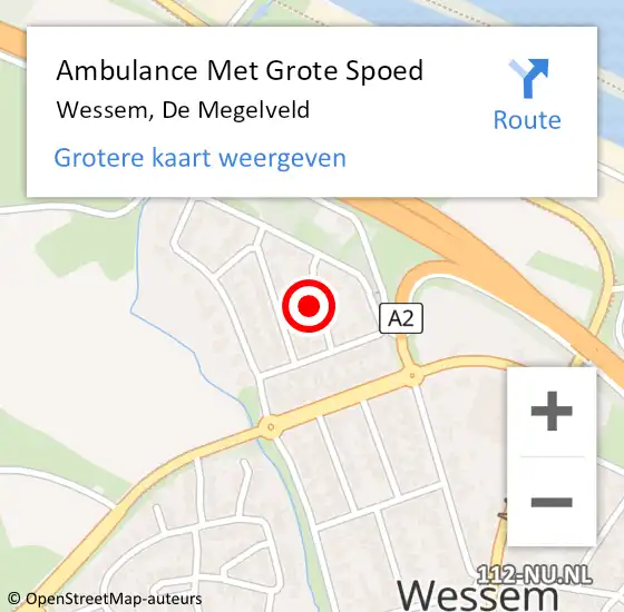 Locatie op kaart van de 112 melding: Ambulance Met Grote Spoed Naar Wessem, De Megelveld op 10 september 2023 11:16