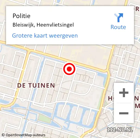 Locatie op kaart van de 112 melding: Politie Bleiswijk, Heenvlietsingel op 10 september 2023 11:23