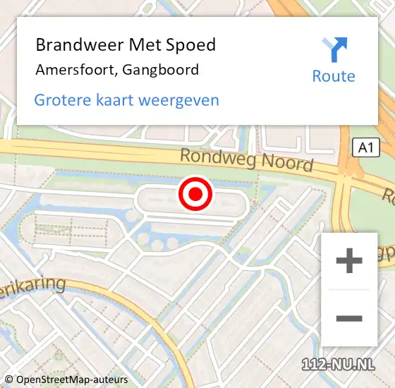 Locatie op kaart van de 112 melding: Brandweer Met Spoed Naar Amersfoort, Gangboord op 10 september 2023 11:26