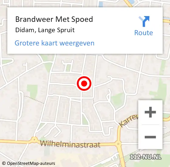 Locatie op kaart van de 112 melding: Brandweer Met Spoed Naar Didam, Lange Spruit op 10 september 2023 11:29