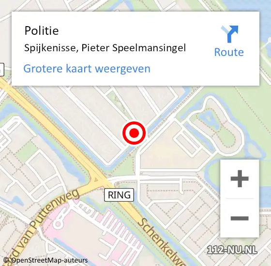 Locatie op kaart van de 112 melding: Politie Spijkenisse, Pieter Speelmansingel op 10 september 2023 11:34