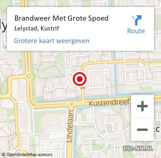 Locatie op kaart van de 112 melding: Brandweer Met Grote Spoed Naar Lelystad, Kustrif op 10 september 2023 11:37