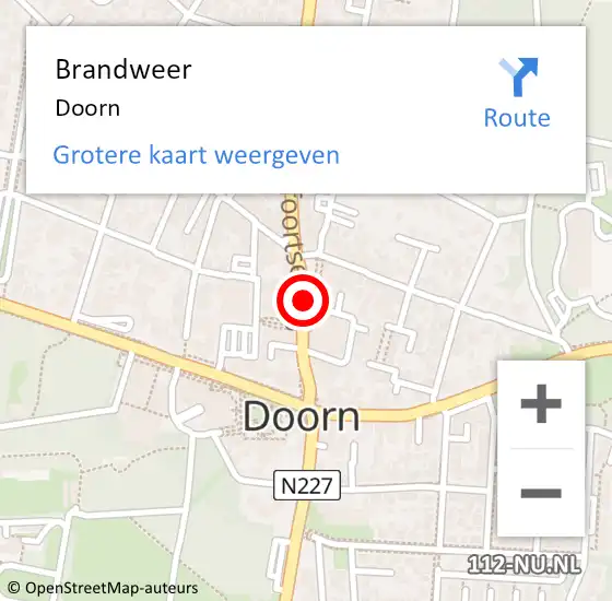 Locatie op kaart van de 112 melding: Brandweer Doorn op 10 september 2023 11:56