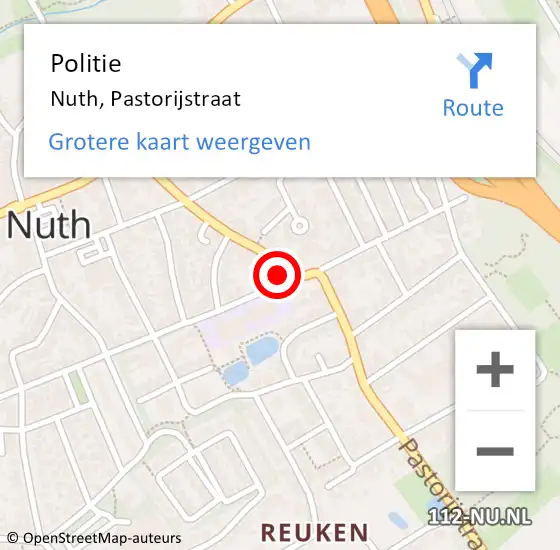 Locatie op kaart van de 112 melding: Politie Nuth, Pastorijstraat op 10 september 2023 11:56