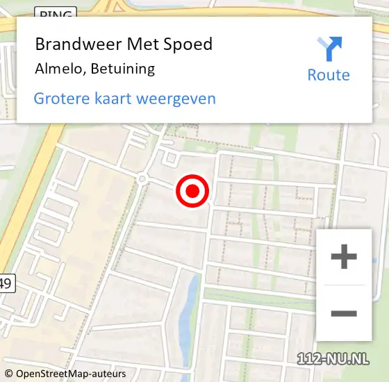 Locatie op kaart van de 112 melding: Brandweer Met Spoed Naar Almelo, Betuining op 10 september 2023 12:08