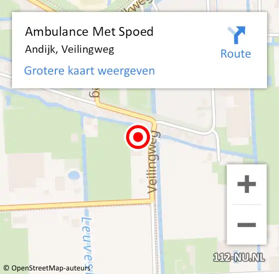 Locatie op kaart van de 112 melding: Ambulance Met Spoed Naar Andijk, Veilingweg op 10 september 2023 12:21