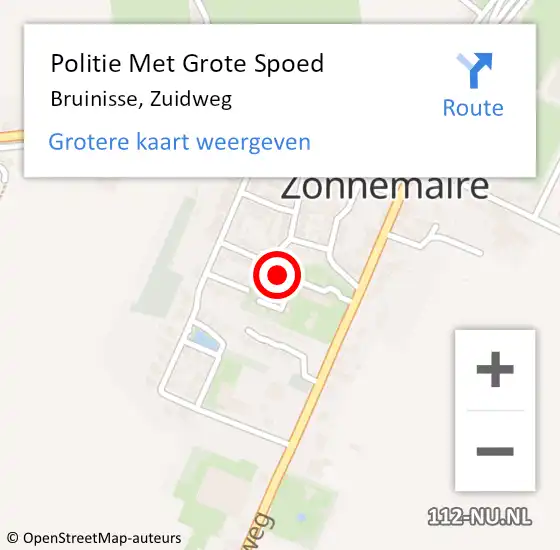 Locatie op kaart van de 112 melding: Politie Met Grote Spoed Naar Bruinisse, Zuidweg op 10 september 2023 12:25