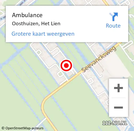 Locatie op kaart van de 112 melding: Ambulance Oosthuizen, Het Lien op 10 september 2023 12:40