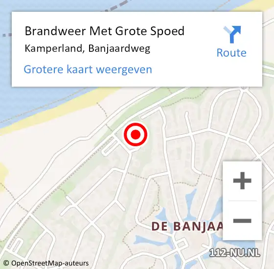 Locatie op kaart van de 112 melding: Brandweer Met Grote Spoed Naar Kamperland, Banjaardweg op 10 september 2023 12:59