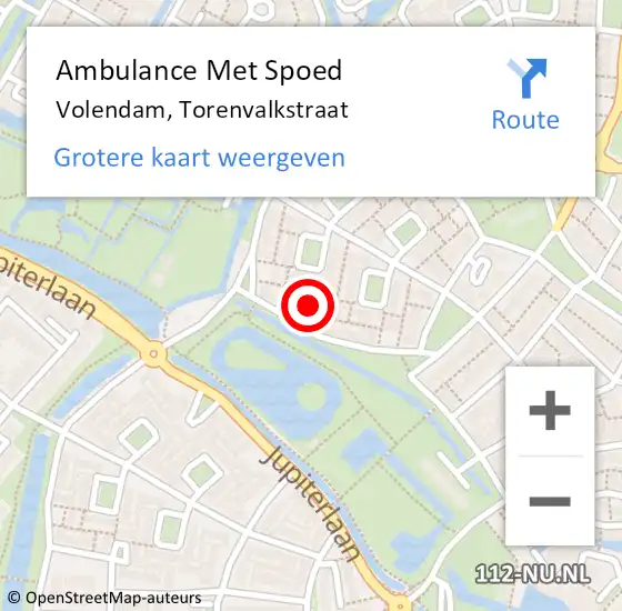 Locatie op kaart van de 112 melding: Ambulance Met Spoed Naar Volendam, Torenvalkstraat op 10 september 2023 13:09