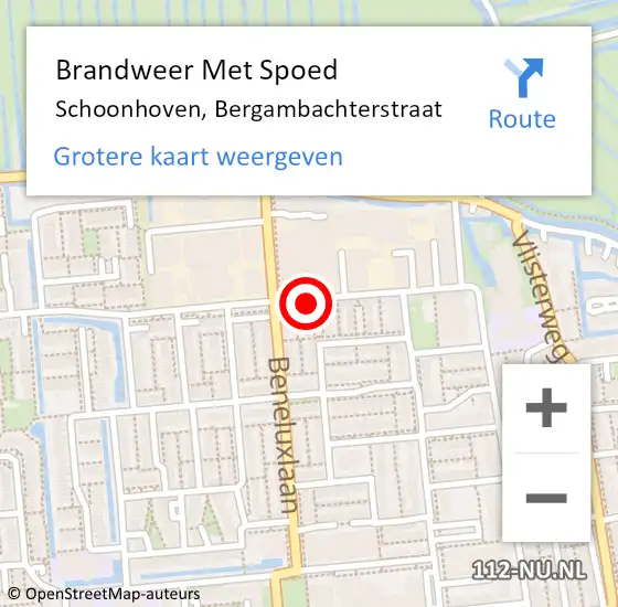 Locatie op kaart van de 112 melding: Brandweer Met Spoed Naar Schoonhoven, Bergambachterstraat op 10 september 2023 13:12