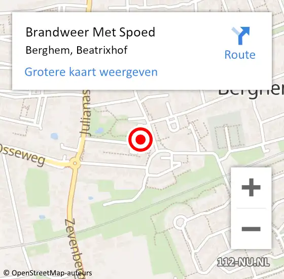 Locatie op kaart van de 112 melding: Brandweer Met Spoed Naar Berghem, Beatrixhof op 10 september 2023 13:16