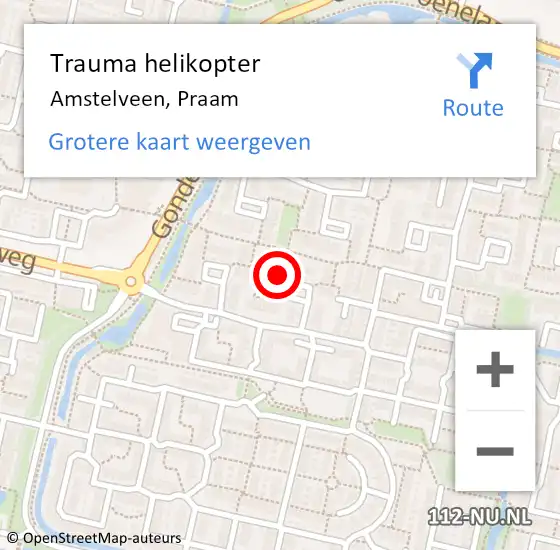 Locatie op kaart van de 112 melding: Trauma helikopter Amstelveen, Praam op 10 september 2023 13:17