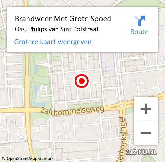 Locatie op kaart van de 112 melding: Brandweer Met Grote Spoed Naar Oss, Philips van Sint Polstraat op 10 september 2023 13:26