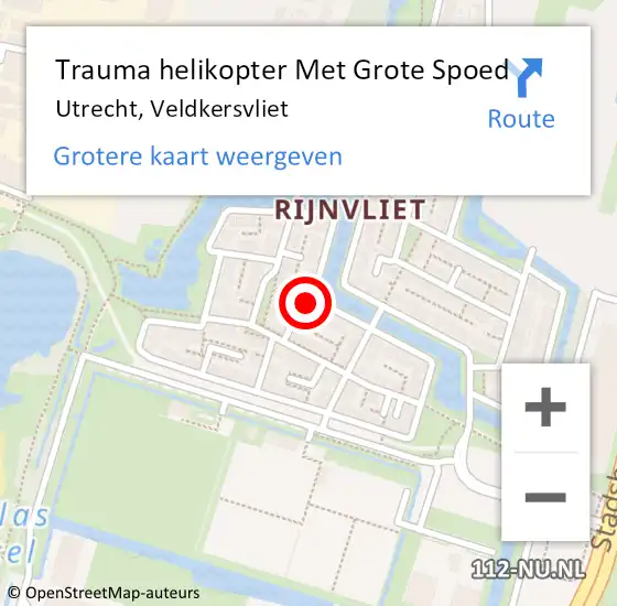 Locatie op kaart van de 112 melding: Trauma helikopter Met Grote Spoed Naar Utrecht, Veldkersvliet op 10 september 2023 13:44