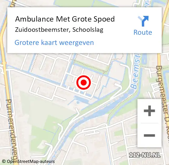 Locatie op kaart van de 112 melding: Ambulance Met Grote Spoed Naar Zuidoostbeemster, Schoolslag op 10 september 2023 13:50