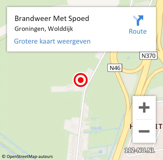 Locatie op kaart van de 112 melding: Brandweer Met Spoed Naar Groningen, Wolddijk op 10 september 2023 13:54