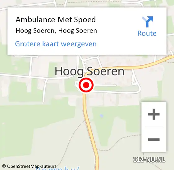 Locatie op kaart van de 112 melding: Ambulance Met Spoed Naar Hoog Soeren, Hoog Soeren op 10 september 2023 14:07