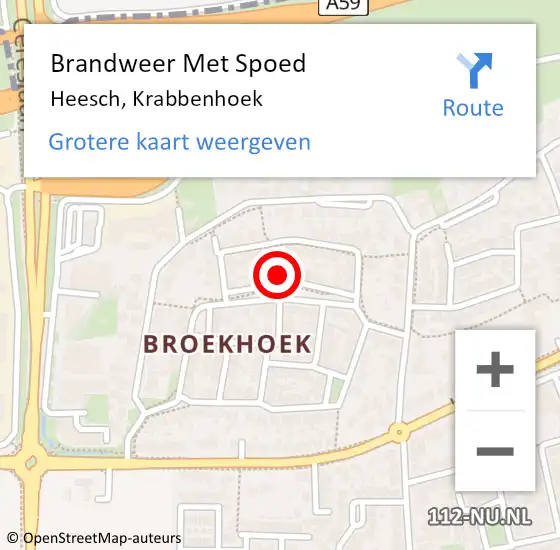 Locatie op kaart van de 112 melding: Brandweer Met Spoed Naar Heesch, Krabbenhoek op 10 september 2023 14:09