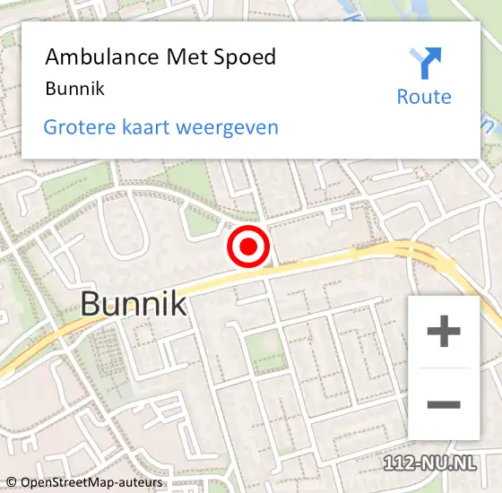 Locatie op kaart van de 112 melding: Ambulance Met Spoed Naar Bunnik op 10 september 2023 14:14