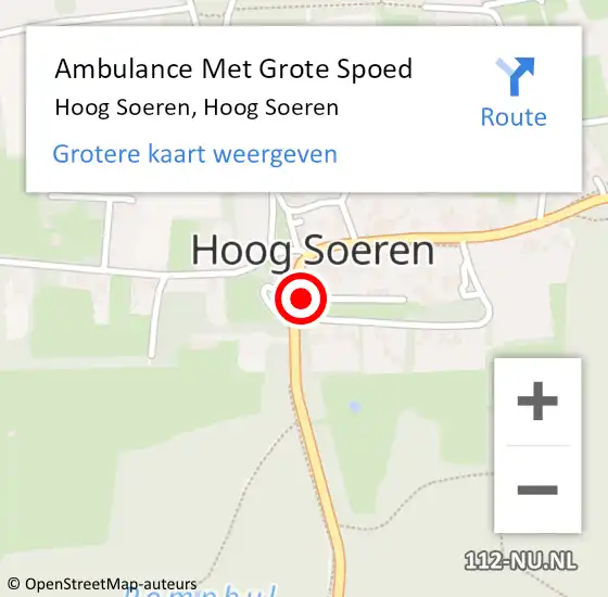 Locatie op kaart van de 112 melding: Ambulance Met Grote Spoed Naar Hoog Soeren, Hoog Soeren op 10 september 2023 14:14