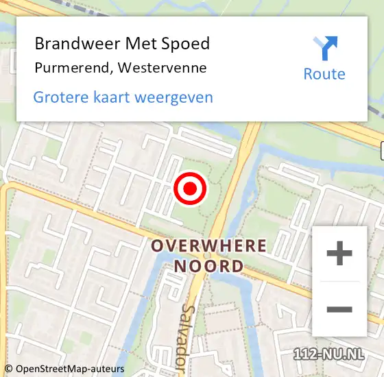 Locatie op kaart van de 112 melding: Brandweer Met Spoed Naar Purmerend, Westervenne op 10 september 2023 14:28