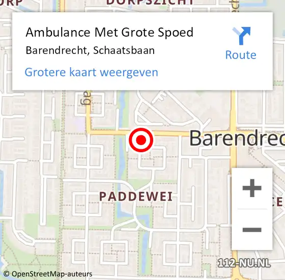 Locatie op kaart van de 112 melding: Ambulance Met Grote Spoed Naar Barendrecht, Schaatsbaan op 10 september 2023 14:29