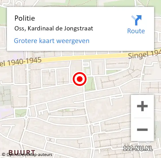 Locatie op kaart van de 112 melding: Politie Oss, Kardinaal de Jongstraat op 10 september 2023 14:59