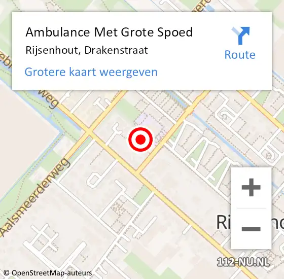 Locatie op kaart van de 112 melding: Ambulance Met Grote Spoed Naar Rijsenhout, Drakenstraat op 10 september 2023 15:13