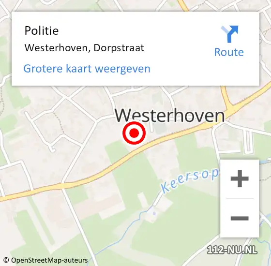 Locatie op kaart van de 112 melding: Politie Westerhoven, Dorpstraat op 10 september 2023 15:13