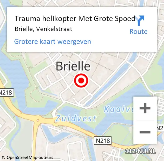Locatie op kaart van de 112 melding: Trauma helikopter Met Grote Spoed Naar Brielle, Venkelstraat op 10 september 2023 15:28