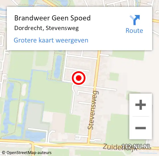 Locatie op kaart van de 112 melding: Brandweer Geen Spoed Naar Dordrecht, Stevensweg op 10 september 2023 15:45