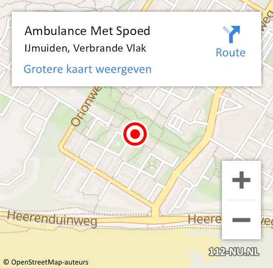 Locatie op kaart van de 112 melding: Ambulance Met Spoed Naar IJmuiden, Verbrande Vlak op 10 september 2023 15:48