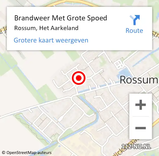 Locatie op kaart van de 112 melding: Brandweer Met Grote Spoed Naar Rossum, Het Aarkeland op 10 september 2023 16:22