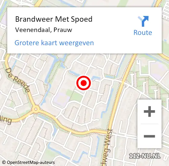 Locatie op kaart van de 112 melding: Brandweer Met Spoed Naar Veenendaal, Prauw op 10 september 2023 16:43