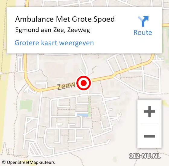 Locatie op kaart van de 112 melding: Ambulance Met Grote Spoed Naar Egmond aan Zee, Zeeweg op 7 september 2014 18:24