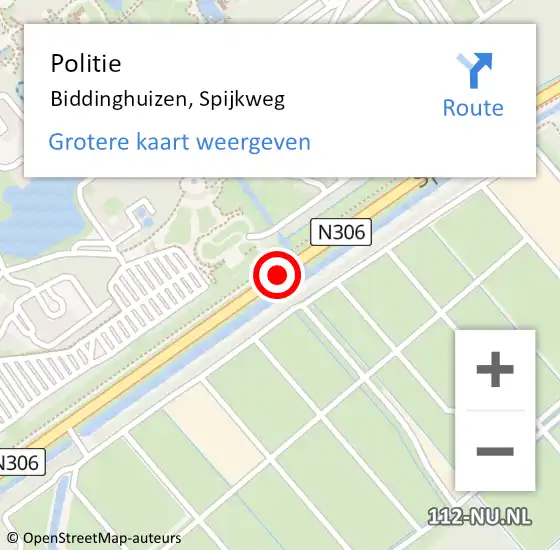 Locatie op kaart van de 112 melding: Politie Biddinghuizen, Spijkweg op 7 september 2014 18:25