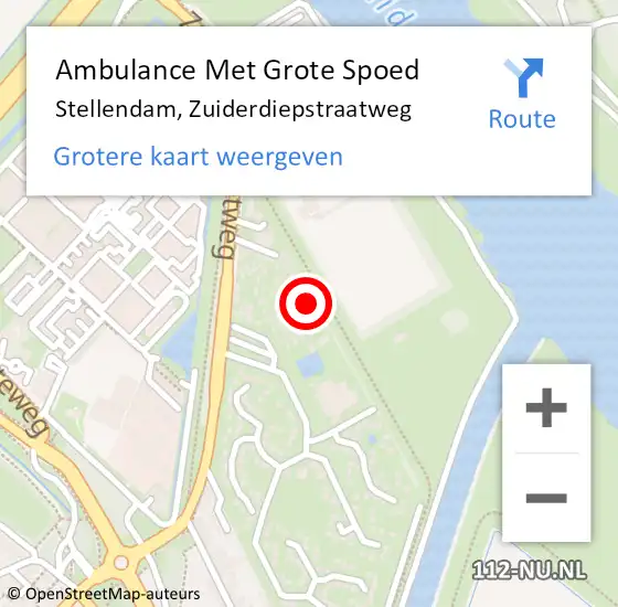 Locatie op kaart van de 112 melding: Ambulance Met Grote Spoed Naar Stellendam, Zuiderdiepstraatweg op 10 september 2023 17:11