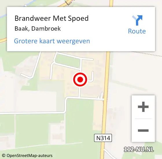 Locatie op kaart van de 112 melding: Brandweer Met Spoed Naar Baak, Dambroek op 7 september 2014 18:27