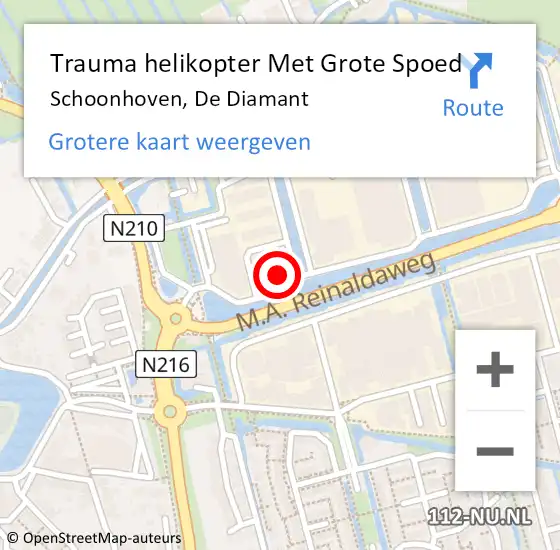 Locatie op kaart van de 112 melding: Trauma helikopter Met Grote Spoed Naar Schoonhoven, De Diamant op 10 september 2023 17:22