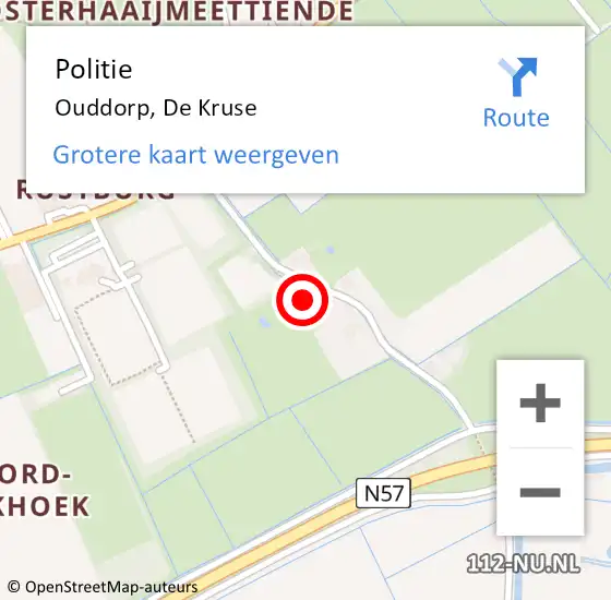 Locatie op kaart van de 112 melding: Politie Ouddorp, De Kruse op 10 september 2023 17:28