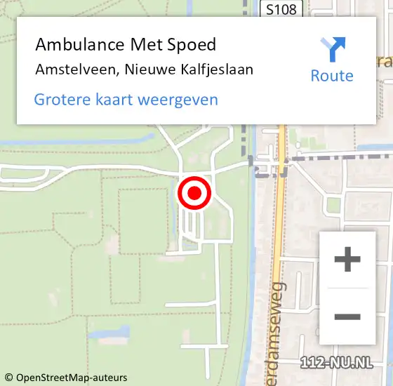 Locatie op kaart van de 112 melding: Ambulance Met Spoed Naar Amstelveen, Nieuwe Kalfjeslaan op 10 september 2023 17:40