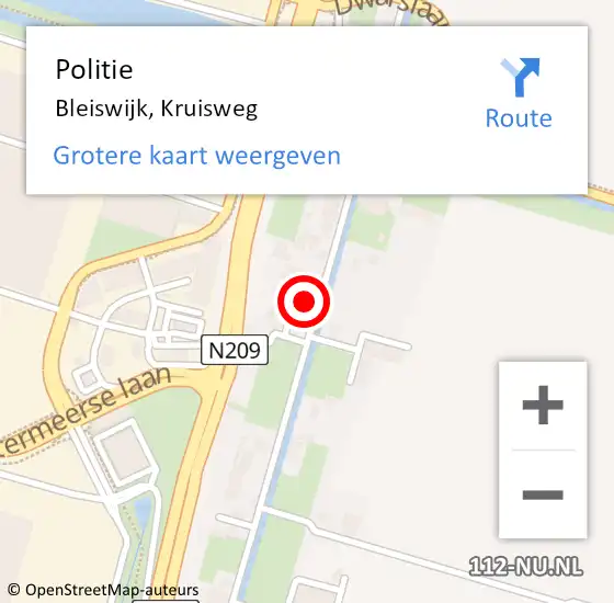 Locatie op kaart van de 112 melding: Politie Bleiswijk, Kruisweg op 10 september 2023 17:46