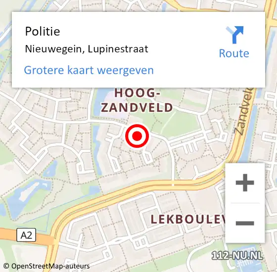 Locatie op kaart van de 112 melding: Politie Nieuwegein, Lupinestraat op 10 september 2023 17:51