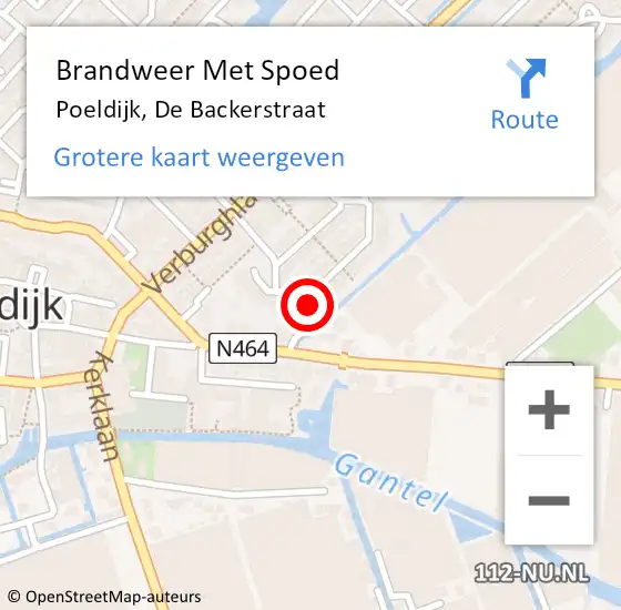 Locatie op kaart van de 112 melding: Brandweer Met Spoed Naar Poeldijk, De Backerstraat op 10 september 2023 17:51