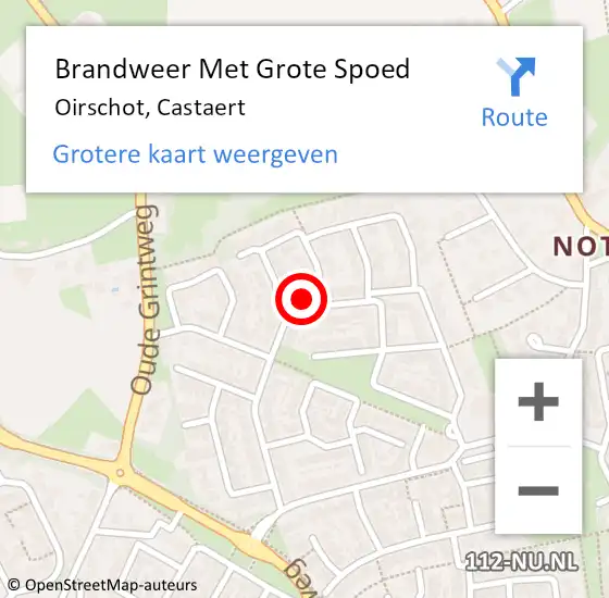 Locatie op kaart van de 112 melding: Brandweer Met Grote Spoed Naar Oirschot, Castaert op 10 september 2023 18:01