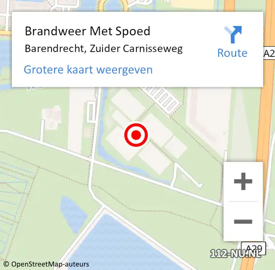 Locatie op kaart van de 112 melding: Brandweer Met Spoed Naar Barendrecht, Zuider Carnisseweg op 10 september 2023 18:18