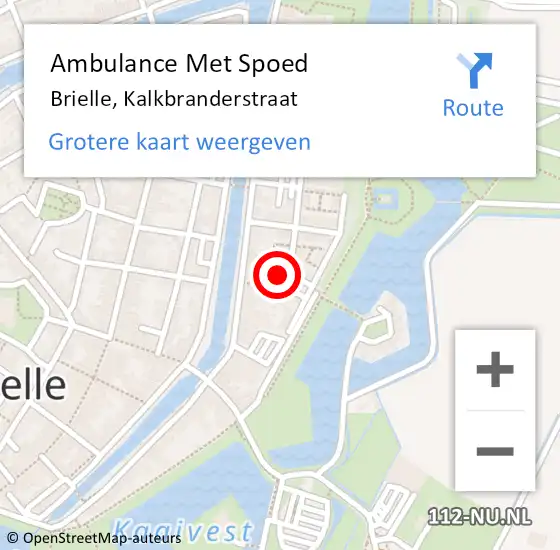 Locatie op kaart van de 112 melding: Ambulance Met Spoed Naar Brielle, Kalkbranderstraat op 10 september 2023 18:22